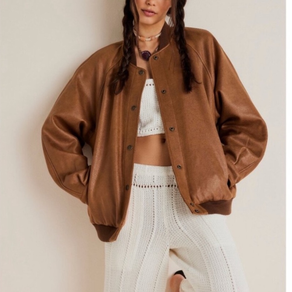 Free People Suede Bomber Jacket